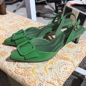 Anne Klein Green Slingback Heels with Buckle